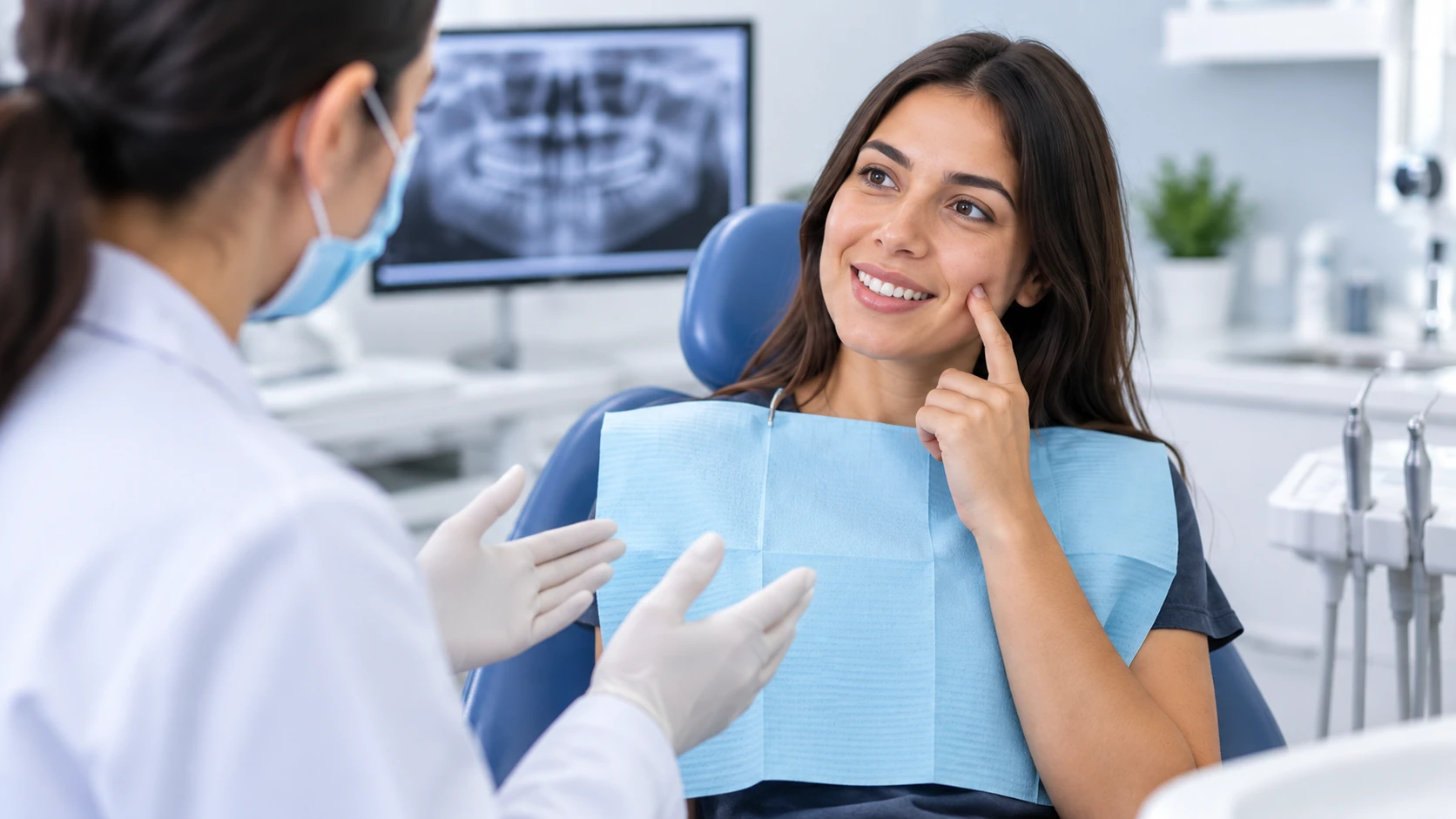 Caries dental: síntomas, diagnóstico y opciones de tratamiento Paciente conversando con una profesional dental sobre una posible caries