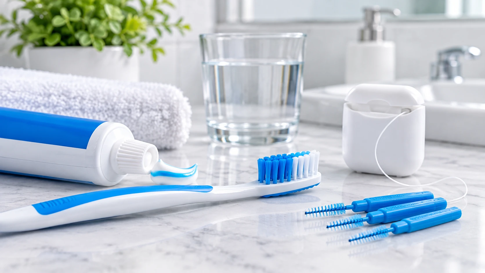 Caries dental: síntomas, diagnóstico y opciones de tratamiento Cepillo, crema dental con fluoruro, seda dental y cepillos interproximales para higiene oral