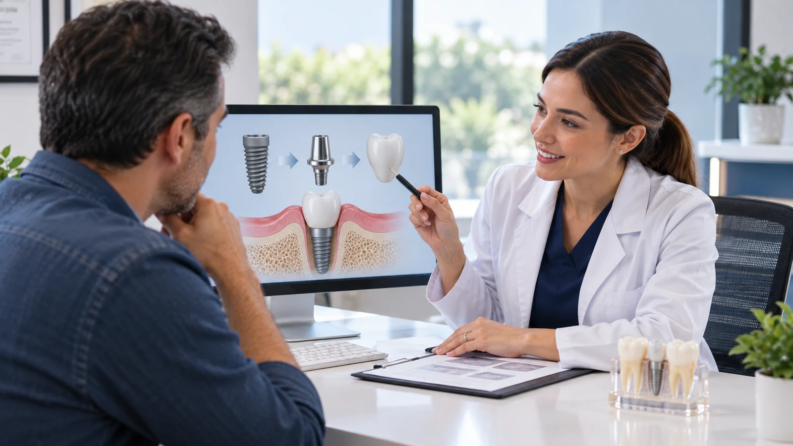 Planificación clínica de un implante dental en consultorio moderno