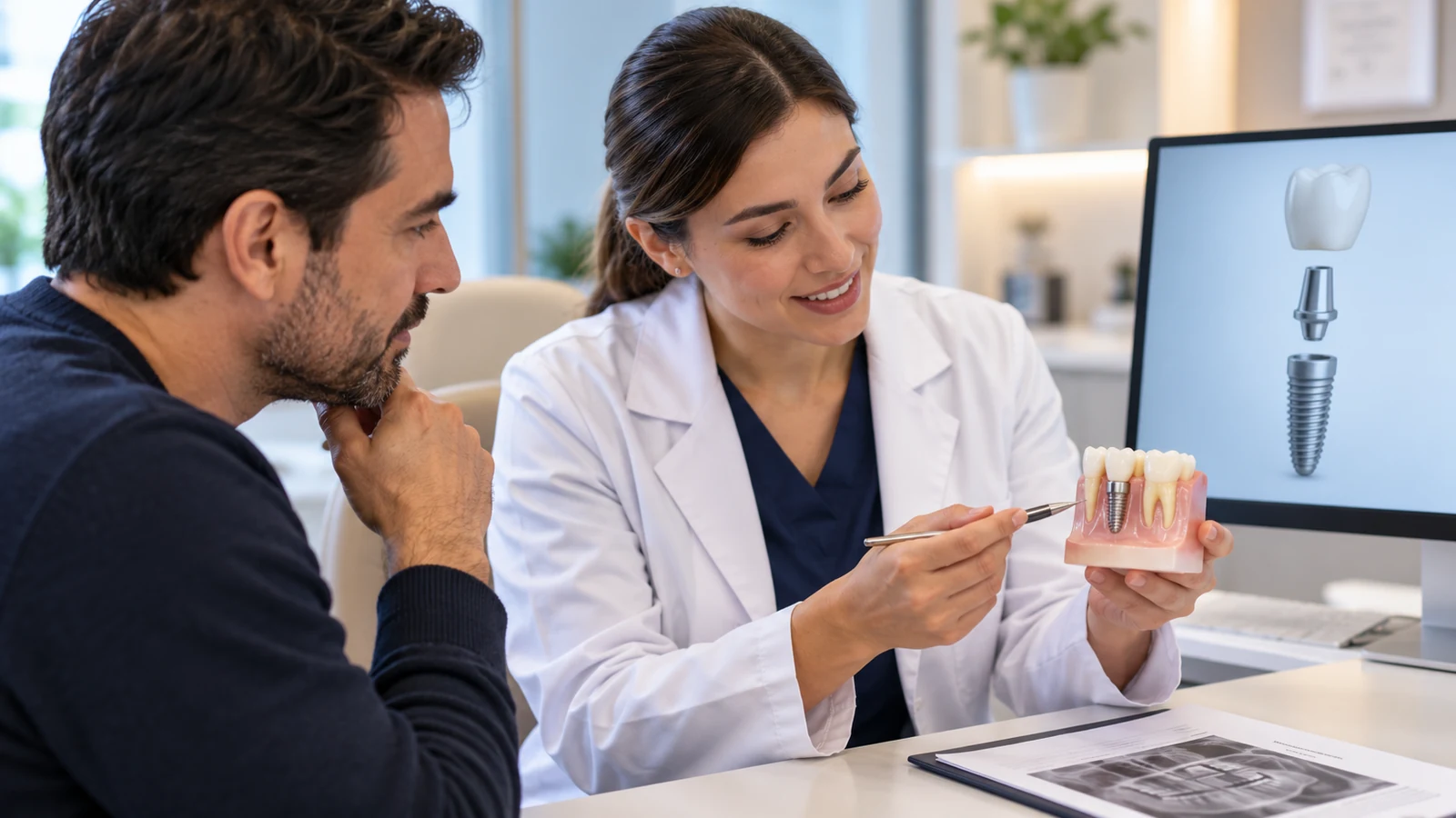 Paciente revisando cómo comparar presupuestos de implantes dentales
