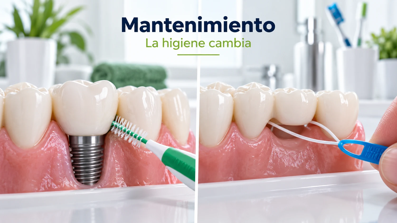 Implante dental o puente Comparación de la higiene y mantenimiento de un implante dental y un puente convencional