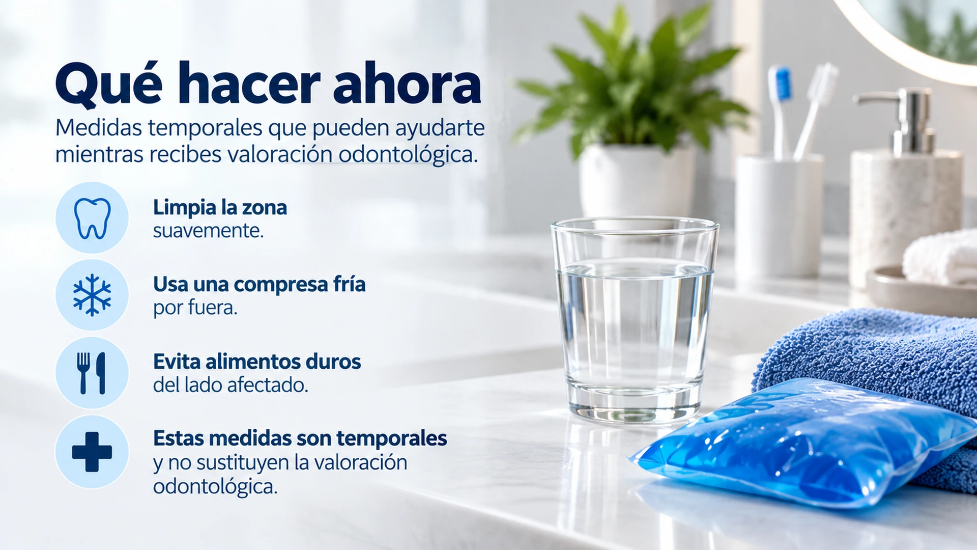 Medidas temporales seguras mientras se busca valoración por dolor dental fuerte