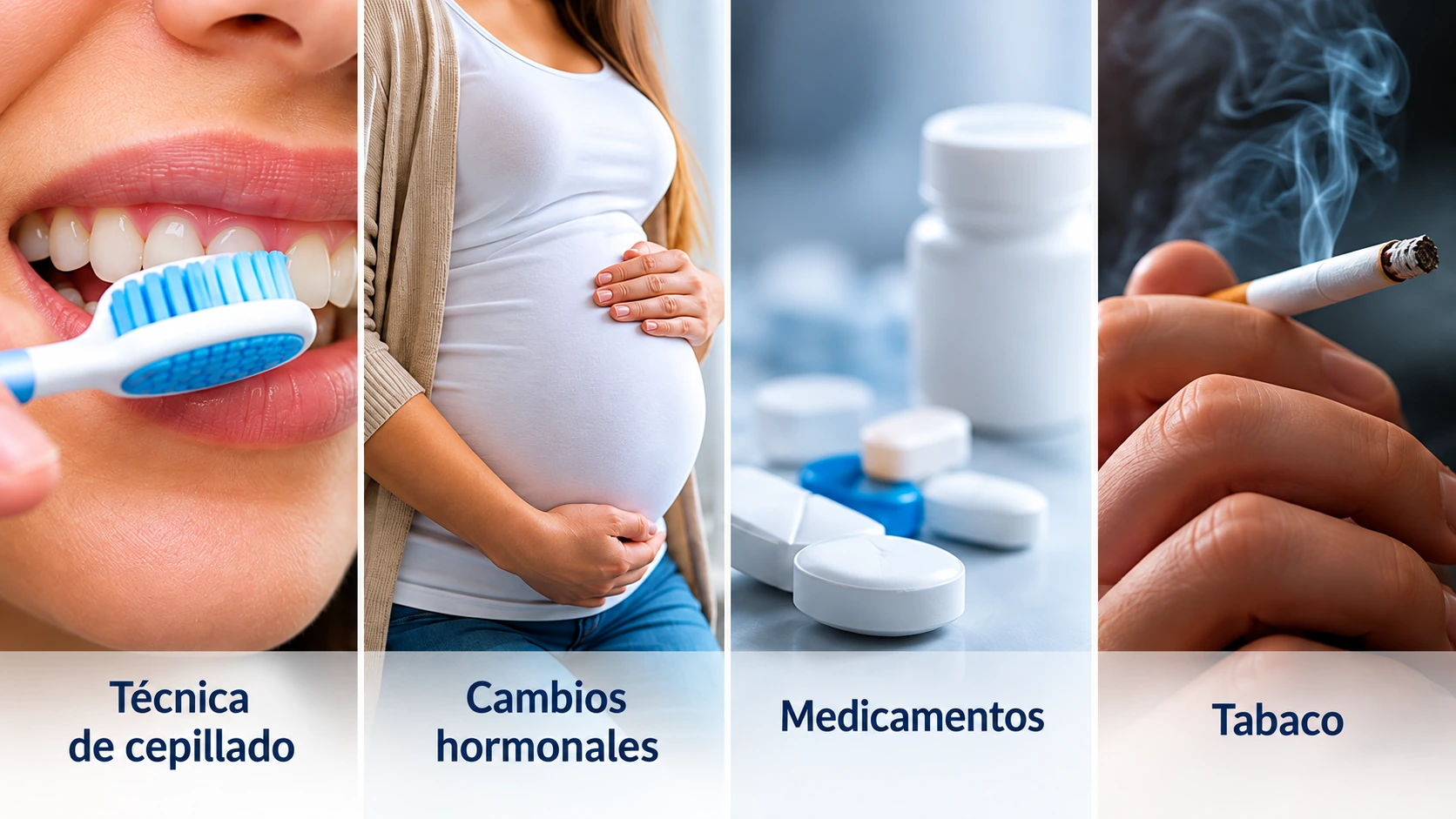 Factores que pueden modificar el sangrado de las encías: técnica de cepillado, embarazo, medicamentos y tabaco