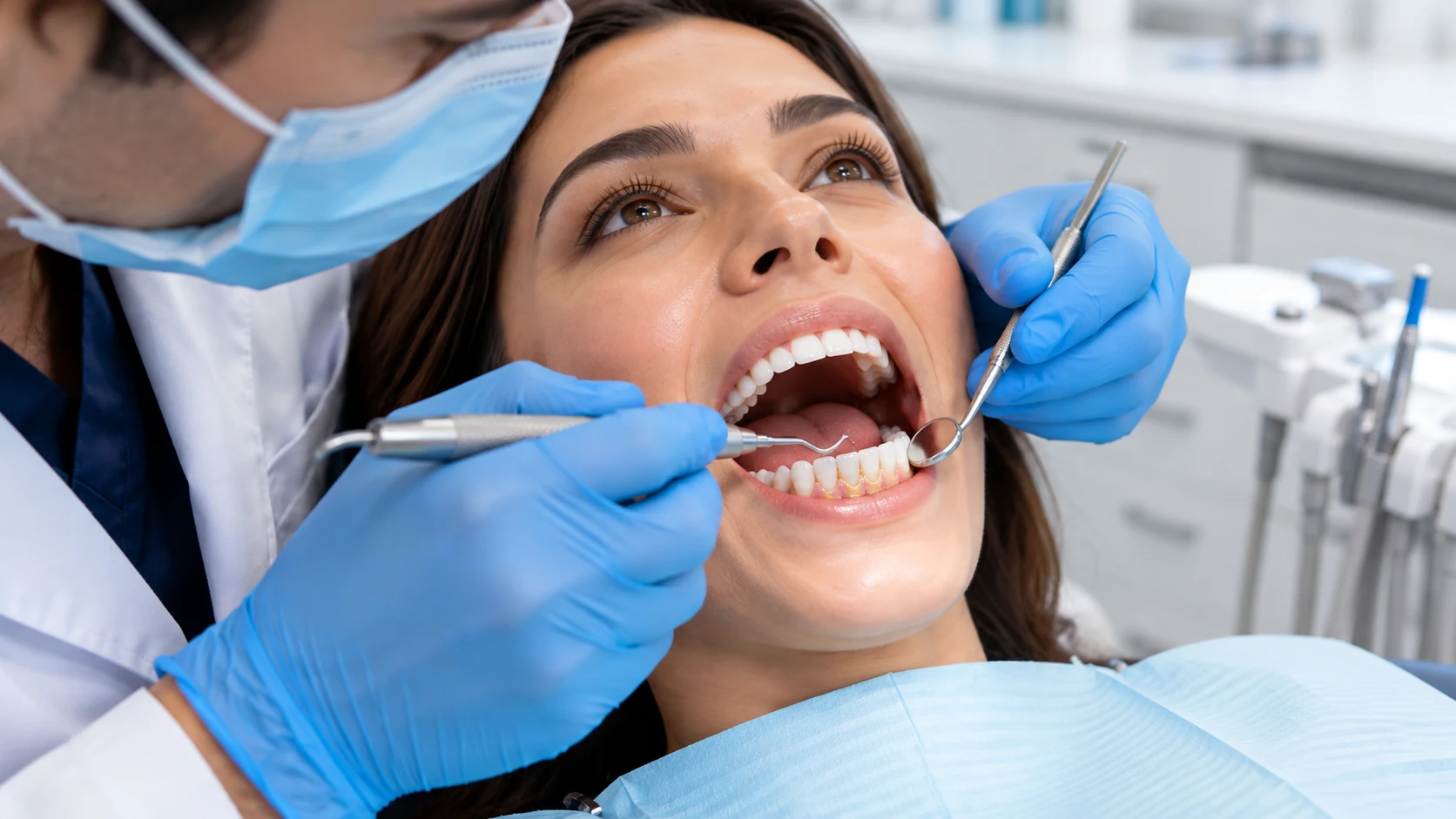 Remoción profesional de sarro durante una limpieza dental.